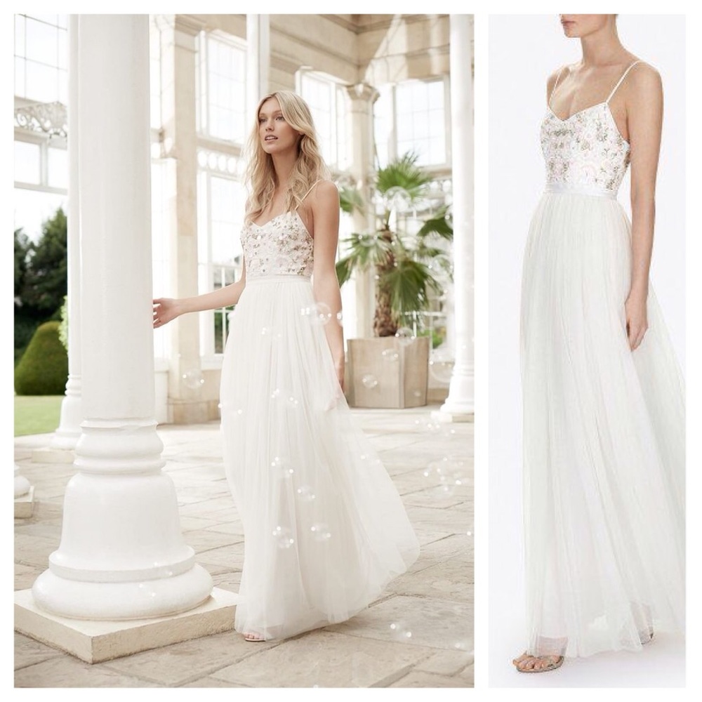 Needle & Thread Trailing Tulle Maxi Dress White - Picture 1 of 8